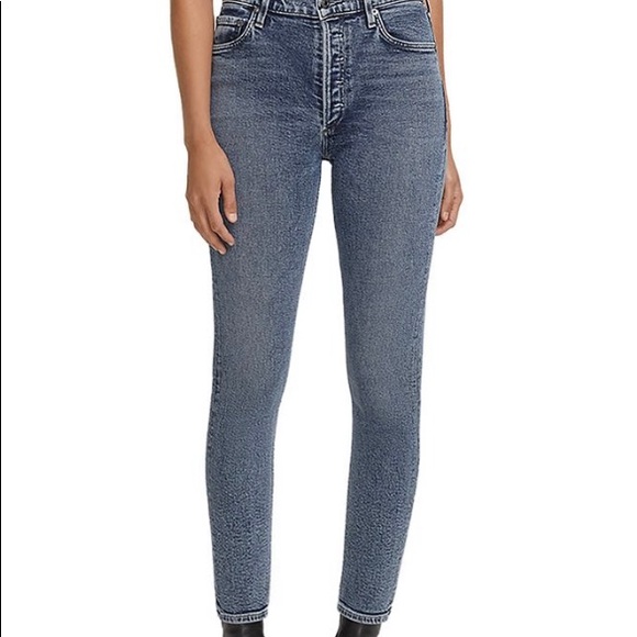 Agolde Nico High Rise Slim Blue Jeans in Retreat Wash / Size 27 - Picture 2 of 8